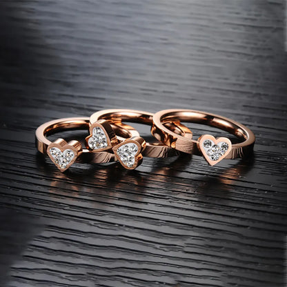 Stainless Steel Jewelry Unique 3in1 Heart Rings Steel Nickle Free