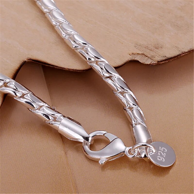 DOTEFFIL 925 Sterling Silver Armband 4mm Ormkedja 20cm