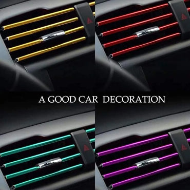 10 Pcs 20cm Car Air Conditioner Vent Outlet Trim Strips U Shape Chrome PVC Colorful Shiny Car Trim Strips for Car Decoration