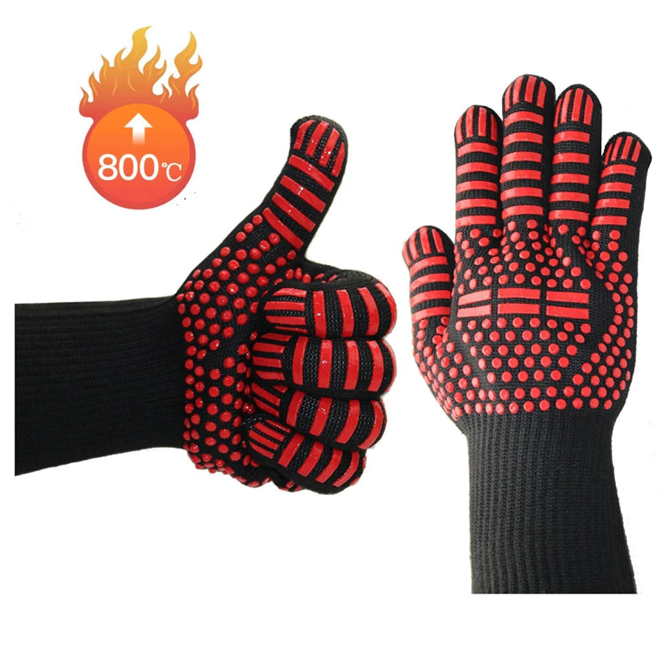 BBQ Gloves High Temperature Resistance Oven Mitts 500 800 Degrees Fireproof Barbecue Heat Insulation Microwave Oven Gloves