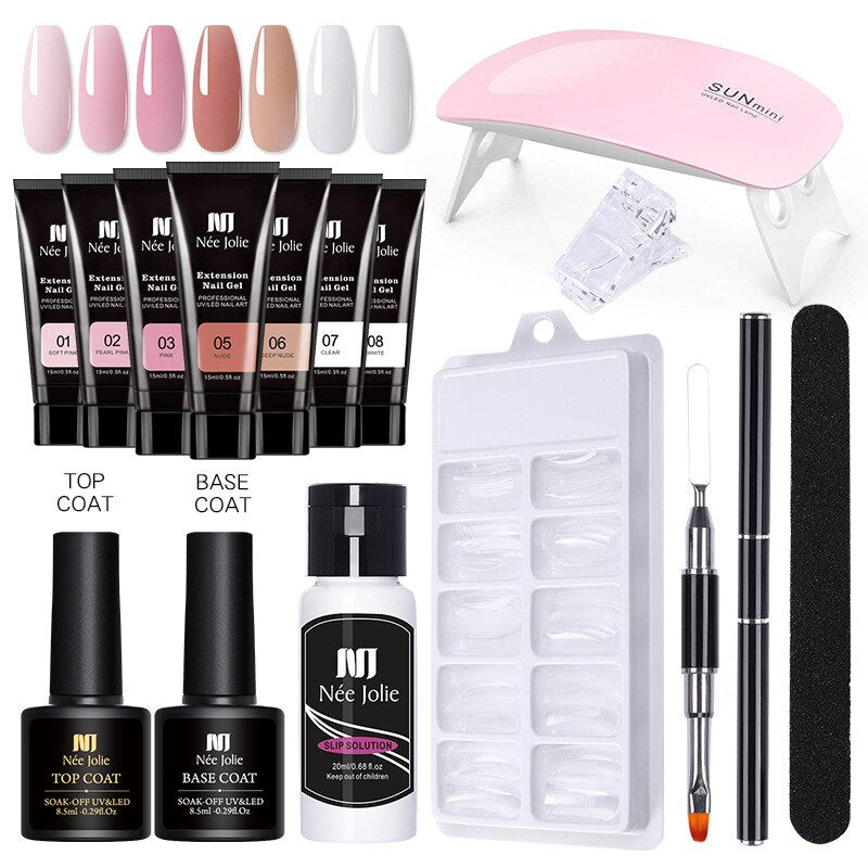 Kit de Gel UV Poly, tout pour manucure, ensemble d'extension d'ongles, Solution antidérapante, constructeur de vernis Gel acrylique, outil d'art des ongles, conception du bout des doigts