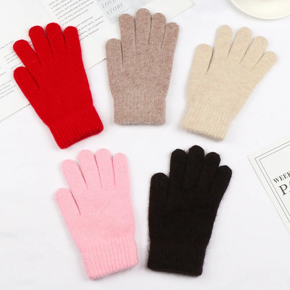 Elastic Full Finger Gloves Warm Thick Cycling Driving Fashion Women Men Winter Warm Knitted Woolen Outdoor Gloves