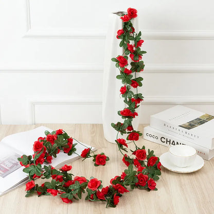 250CM Rose Artificial Flowers  Garland for Wedding Home Room Decoration Spring Autumn Garden Arch DIY Fake Plant Vine