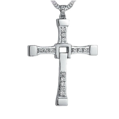 Hot Sell The Movie Fast and Furious Pendant Dominic Toretto Cross Men's Necklace Pendants For Men Jewelry Crystal Necklace Gift