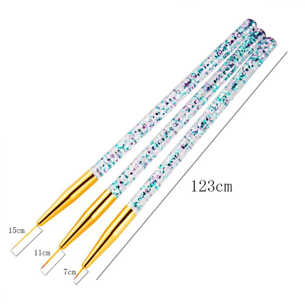 Ensemble de pinceaux de manucure à rayures françaises en acrylique, 3 pièces, pointes 3D, stylo de dessin à lignes Ultra fines, pinceaux pour Gel UV, outils de peinture