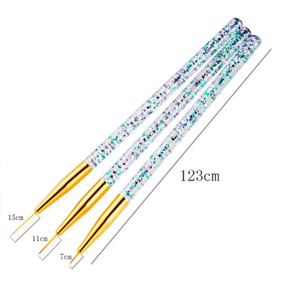 Ensemble de pinceaux de manucure à rayures françaises en acrylique, 3 pièces, pointes 3D, stylo de dessin à lignes Ultra fines, pinceaux pour Gel UV, outils de peinture