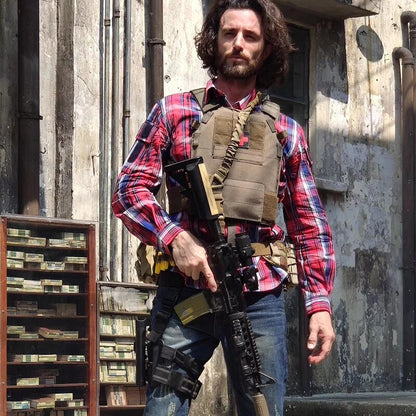 Chemise tactique à carreaux pour hommes et femmes, chemise à carreaux en coton respirant à manches longues, uniforme militaire d'entraînement de randonnée en plein air