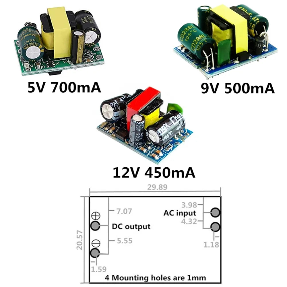 AC-DC 5V 700mA 12V 450mA 9V 500mA 3.5W Precision Buck Converter AC 220V to 5V DC step down Transformer power supply module