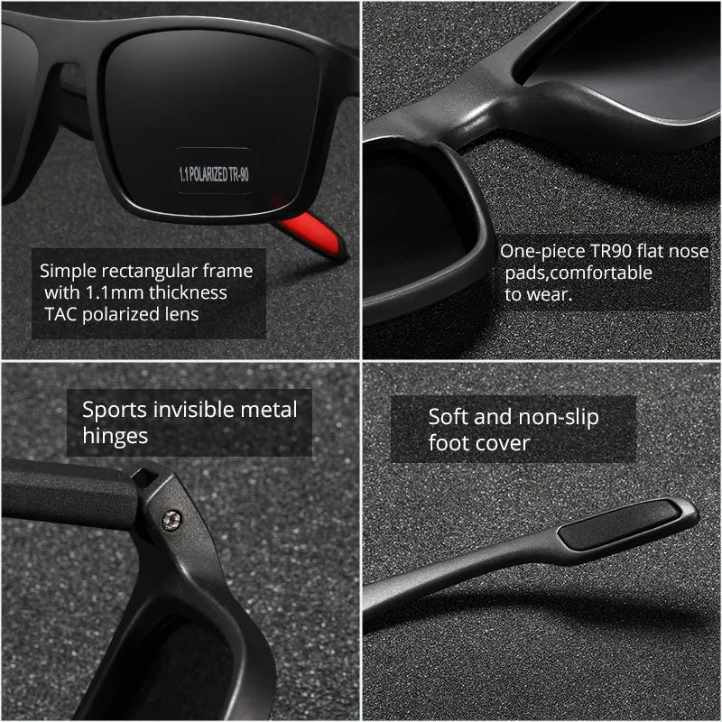 Rectangular Ultra Light TR90 Sunglasses Men Polarized TAC 1.1mm Thickness Lens Driving Sun Glasses Women Sports Cat.3