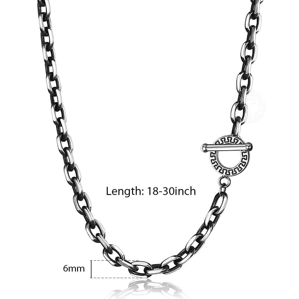 Fashion 6mm Men's Necklace Rolo Cable Link Chain Gunmetal Stainless Steel For Men Women Jewelry Gift Toggle Clasp