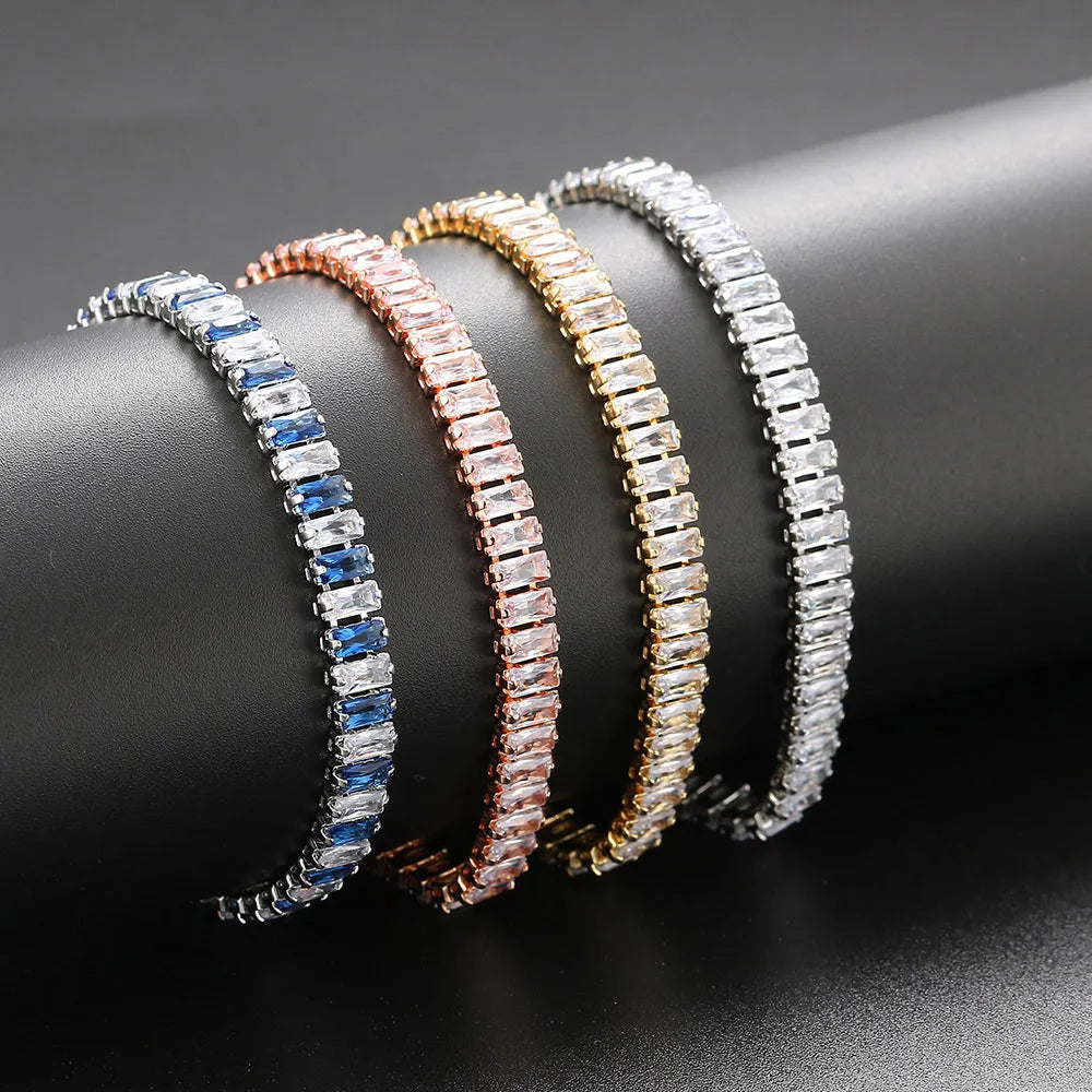 Iced Out Zircon Tennis Bracelet For Women Luxury Crystal Bracelets Men's Hand Chain Hippie Trendy Accessories Jewelry Gifts