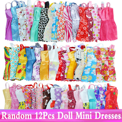 Random 1 Set Doll Accessories for Barbie Doll Shoes Boots Mini Dress Handbags Crown Hangers Glasses Doll Clothes Kids Toys 12''