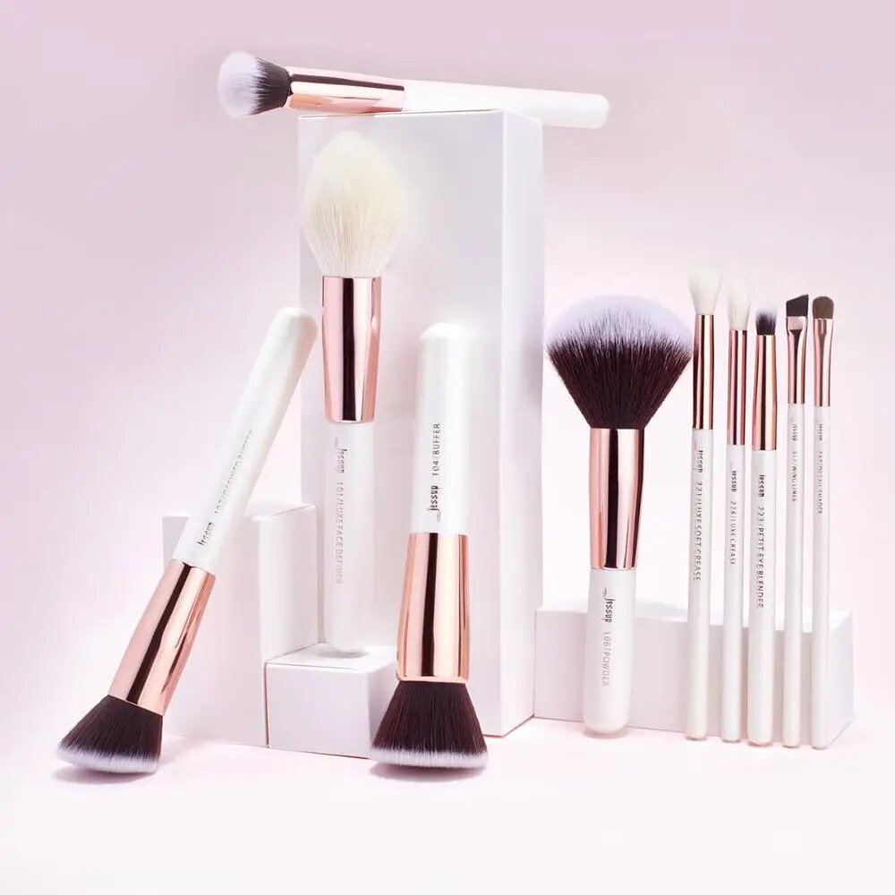 Jessup Makeup Brushes Set Pearl-White-Rose-Gold Pinceaux Maquillage Cosmetic Tools Eyeshadow Powder Definer 6-25pcs