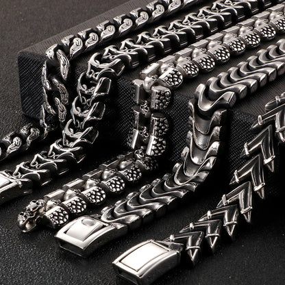 Punk Rocker Skull Bracelet For Men Cool Stainless Steel Chain Men's Bracelets Accessories Gothic Biker Jewelry Male