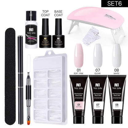 Poly UV Gel Kit Allt för manikyr Gel Nagelförlängningsset Slip Solution Builder Akrylgellack Nail Art Tool Design Fingertoppar