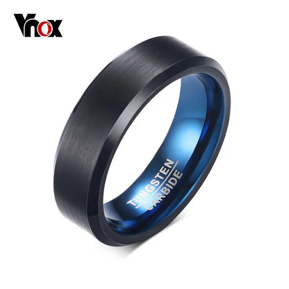 6mm 8mm Black BlueTungsten Wedding Bands Rings for Men, US Size 4 to 12