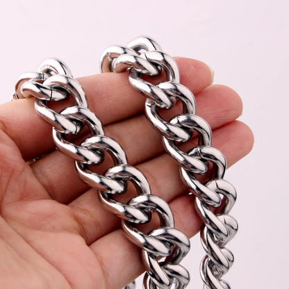 7/9/11/13/15mm Fashion Heavy Men's Necklace Silver Color 316L Stainless Steel Collar Choker Cuban Curb Link Chain