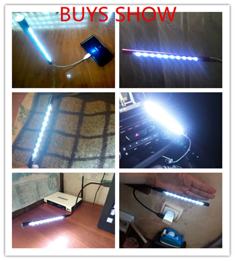 NEW Metal Material USB LED Light Lamp 10LEDs Flexible Book Reading Lights for Notebook Laptop PC Computer 6 Colors