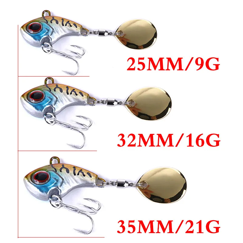 1 pièces métal Vib cuillère rotative oscille Vibration leurres de pêche pour brochet bar hiver gabarits Spinner appâts durs Pesca matériel de pêche