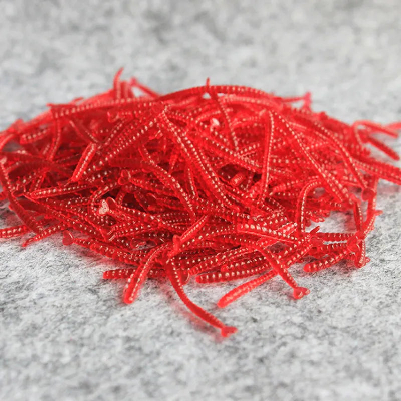 50pcs/Lot Lifelike Red Worm Soft Bait Smell Shrimp Odor Artificial Silicone Fishing Lure Bass 2cm Simulation Earthworm Takcle