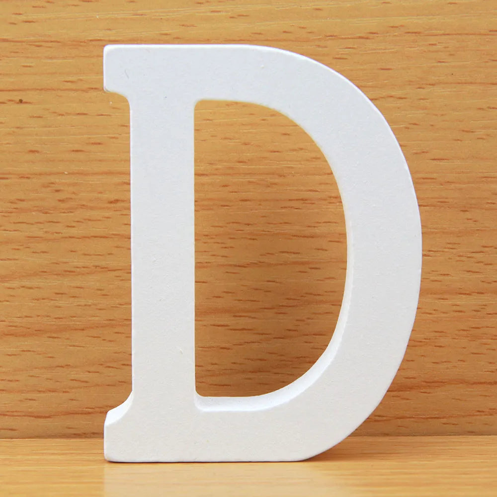 8 CM Letras Decorativas Grandes Vita träbokstäver Heminredning Bröllopsdekoration DIY Personlig namndesign Fristående