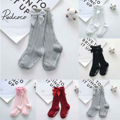 Baby Summer Clothing New Kids Toddlers Girls Big Bow Knee High Long Soft Cotton Lace Baby Socks Bowknot 100% Cotton Socks