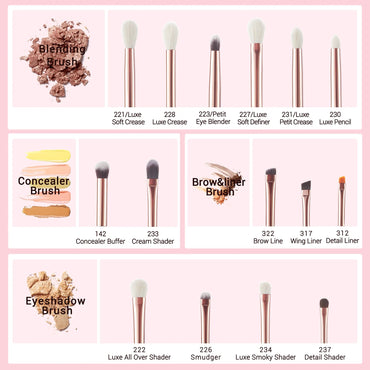 Jessup – ensemble de pinceaux de maquillage, 15 pièces, pinceaux pour les yeux, synthétiques naturels, fard à paupières, Eyeliner, mélange de sourcils, blanc perle