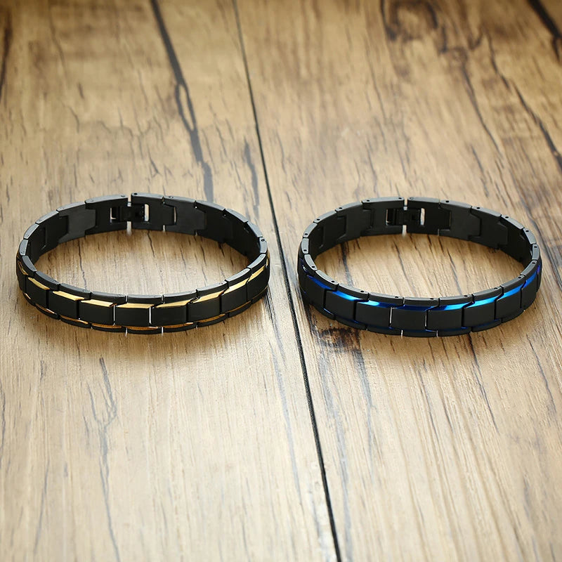 Bracelets pour hommes de 12mm, chaîne à maillons en acier inoxydable, élégant, décontracté, épais, Punk, gothique, bijoux masculins