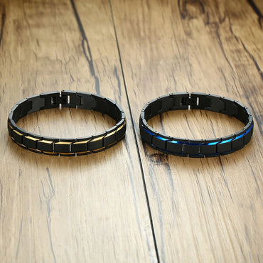 12mm Men's Bracelets Stainless Steel Link Chain Stylish Casual Gents Wristband Chunky Punk Gothic Male Jewelry