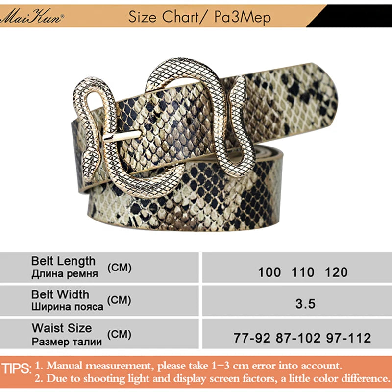 Ceintures pour femmes forme de serpent boucle ardillon ceinture de haute qualité en cuir femmes ceinture PU ceinture