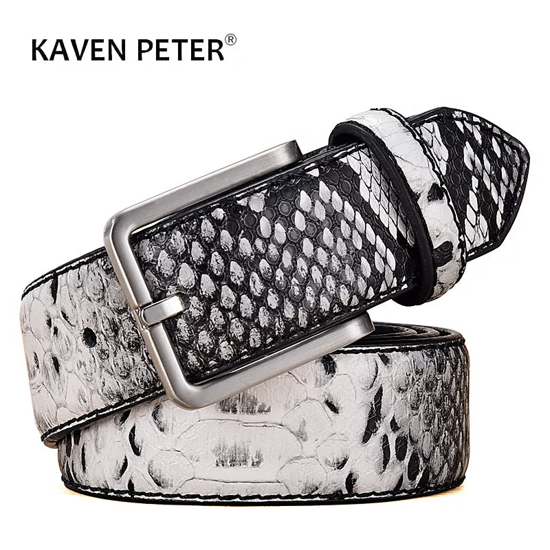 Fashion Belts For Men Luxury Snake Pattern Desinger Male Casual Accessories Cowboy Leather Western Belt Strap Buckle Metal