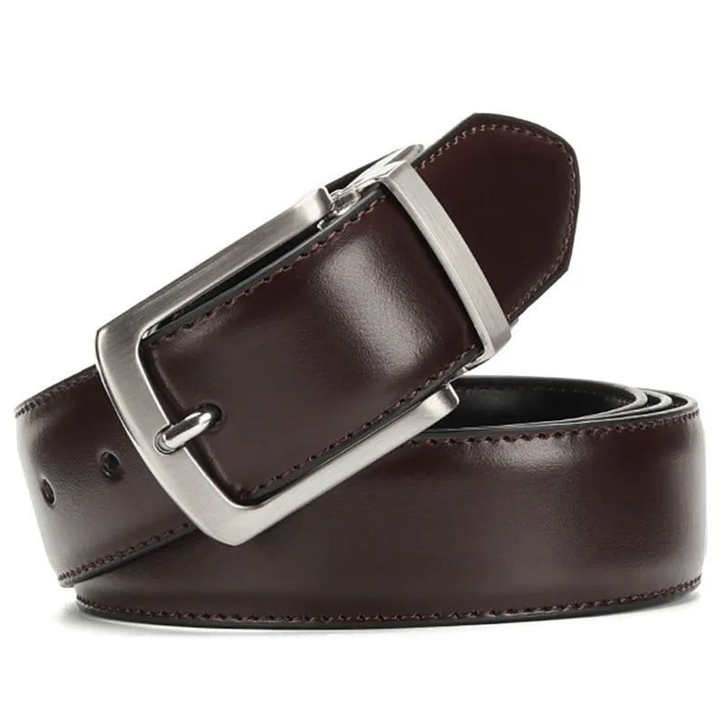 Ceinture en cuir pour hommes, boucle réversible, marque de luxe, ceinture en peau de vache pour Jeans, accessoires de styliste rotatifs de haute qualité