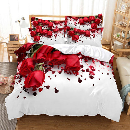 Rose Bedding Suit Polyester Home Textile