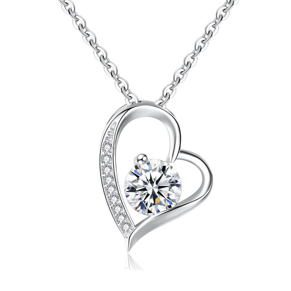 Collier en forme de coeur en argent S925 pour femmes