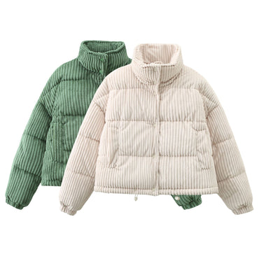 Manteau chaud en velours côtelé, manteau court et ample en coton