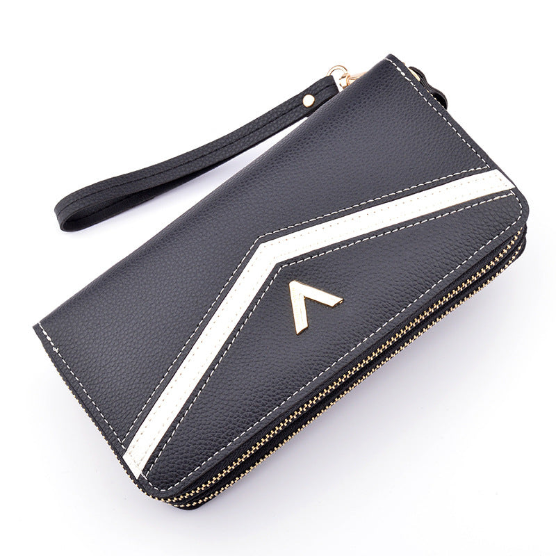 Nouveau Portefeuille femme longue Double fermeture éclair pochette