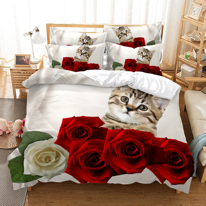 Rose Bedding Suit Polyester Home Textile