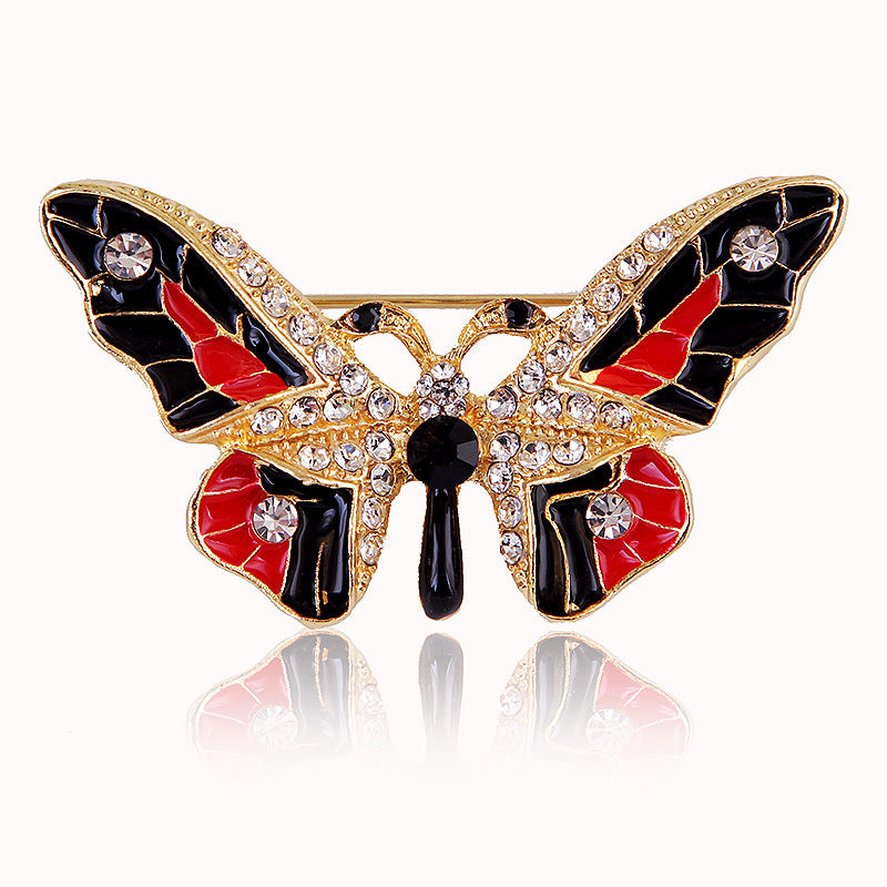 Broche papillon en alliage de cristaux colorés pour femmes, élégante, Simple et polyvalente