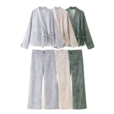 Shirt Embroidery Pants Wide Leg Two-piece Set