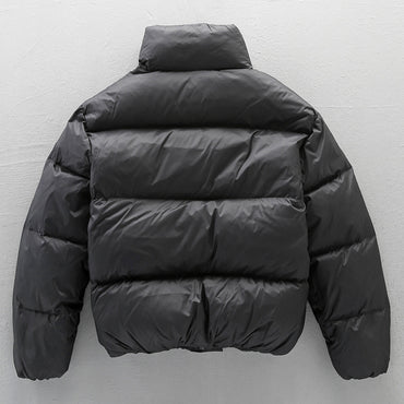 Black Stand-up Collar Down Jacket For Men