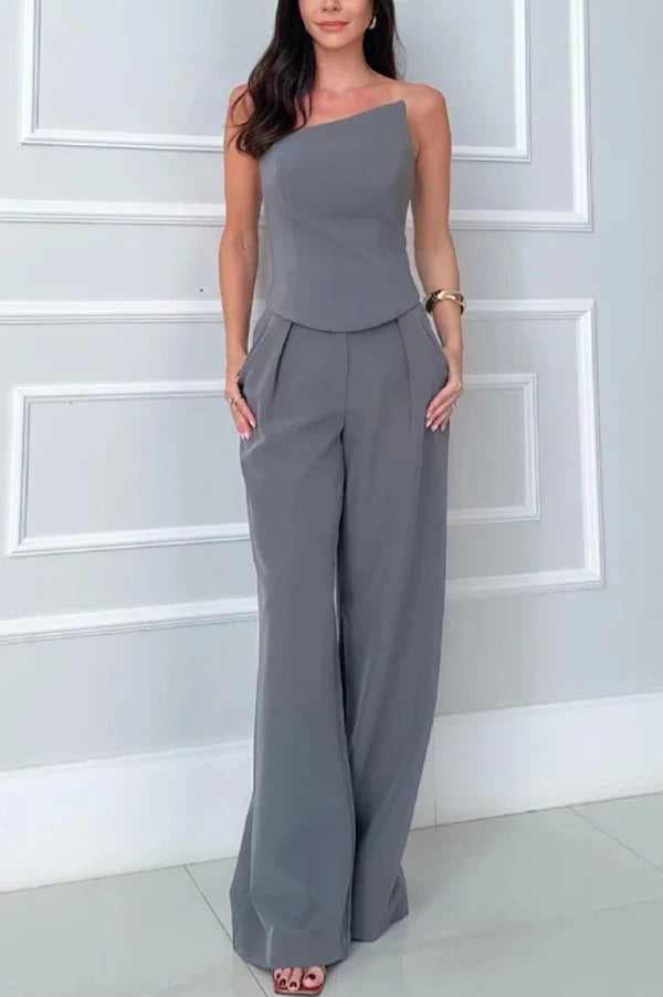 Tube Top Sleeveless Top Wide Leg Pants