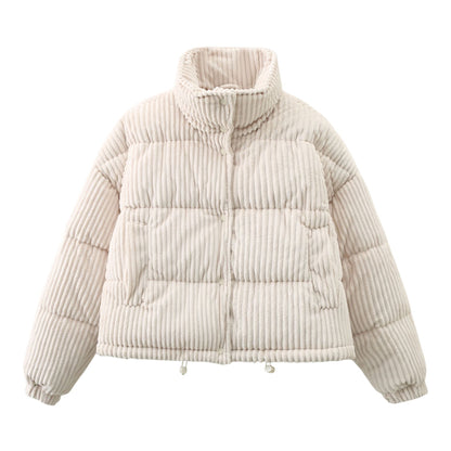 Manteau chaud en velours côtelé, manteau court et ample en coton