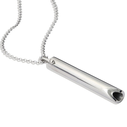 Titanium Steel Whistle Meditation Samma-sati Andning Dekompression Ångest Yoga Rostfritt stål hänge halsband