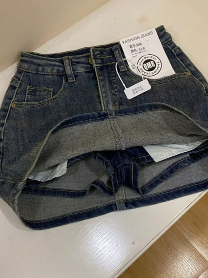 Retro Blue High Waist Slimming Denim Skirt For Women