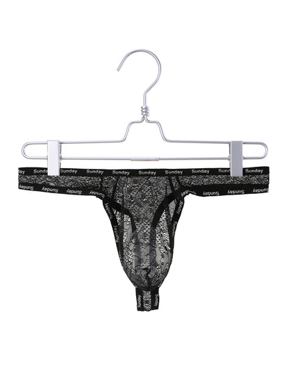 Sexy Lace Underwear Men's Low Waist High Elastic See-through