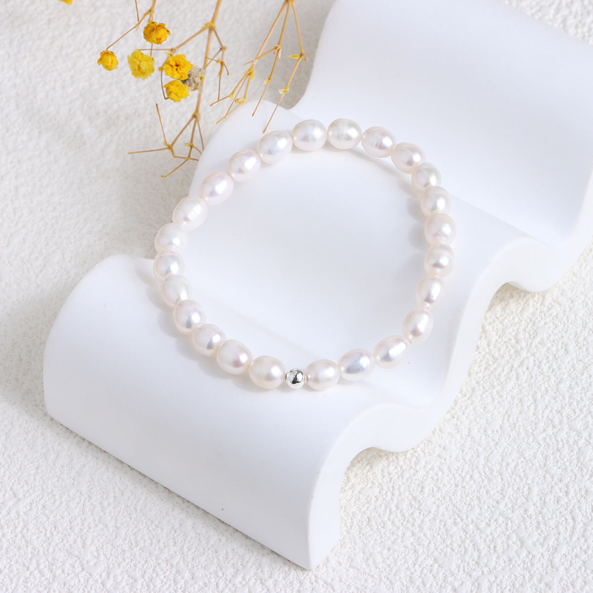 Bracelet de perles d'eau douce pour femme, or véritable 14 carats