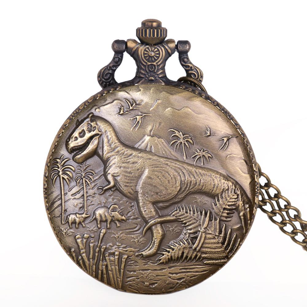 Collier de dinosaures animaux, montre de poche, Souvenir