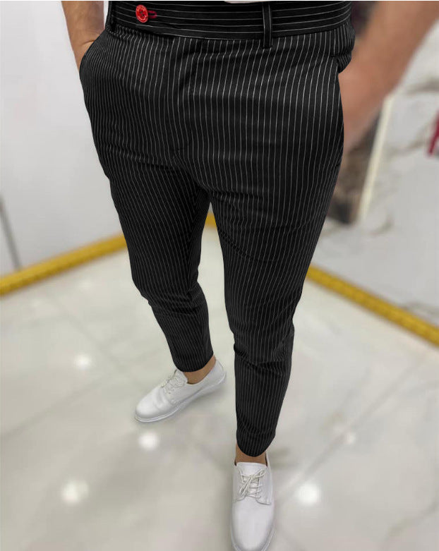 Thin Striped Slim Casual Pants Men