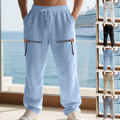 Linen Autumn Men's Loose Trendy Zipper Men's Casual Pants