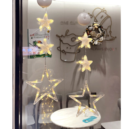 Noël 3 pièces lumière LED étoile arbre de noël suspendu ventouse lampe fenêtre ornements décoration pour la maison noël Navidad nouvel an décor décorations de noël